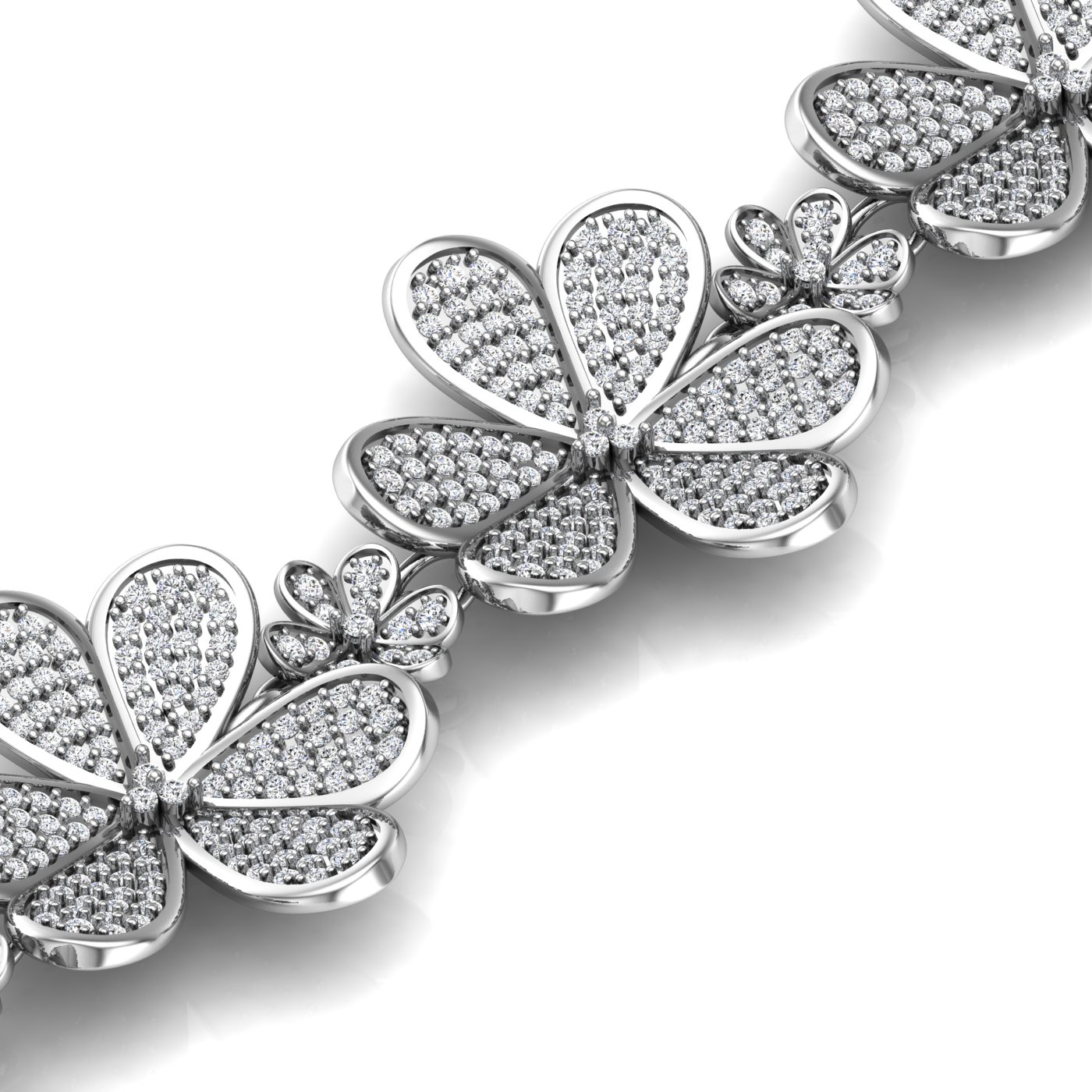 צמיד בעיצוב פרחים משובץ יהלומים