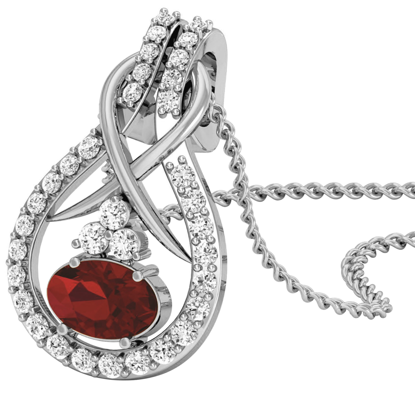 תליון יהלומים ואבן חן רובי לאישה