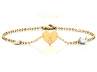 צמיד בעצוב לב עם תליון יהלום