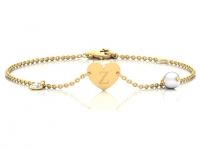 צמיד עדין בעיצוב לב עם תליון יהלום