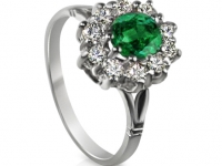 טבעות  דגם הנסיכה דיאנה אמרלד זהב לבן