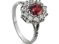 טבעות  דגם הנסיכה דיאנה רובי זהב לבן