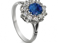 טבעות  דגם הנסיכה דיאנה ספיר זהב לבן