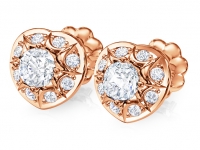 עגילי יהלומים בצורת לב