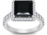 טבעת זהב יהלום שחור מרובע גדול