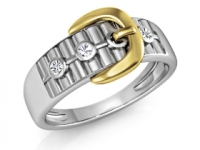 טבעת בעיצוב מיוחד זהב לבן וזהוב בשילוב יהלומים