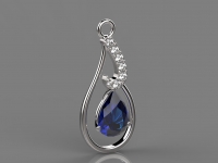 תליון יהלומים אבן חן ספיר 1 קארט בצורת טיפה