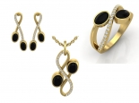 סט תכשיטים יהלומים שחורים לאישה