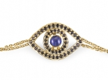 צמיד בצורת עין עם אבני חן ספיר (ספירים אבני חן כחולות ) צבע כחול