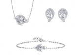 סט תכשיטים משובץ יהלומים בצורת עלה