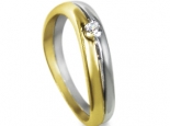 טבעת זהב משולבת - זהב צהוב ולבן