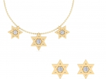 סט של שרשרת ועגילים בצורת מגן דוד