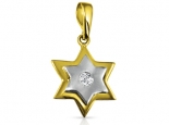 תליוני מגן דוד תליון מגן דוד בשני צבעי זהב ויהלום