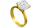 טבעת זהב צהוב מיוחדת ליהלום מרובע בצורת פרינסס 1 קארט