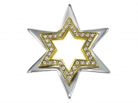 תליון מגן דוד מזהב בשני צבעים עם יהלומים