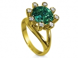 טבעת זהב צהוב אבן חן אמרלד 5 קארט בעיצוב מיוחד