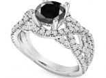 טבעת יהלומים יוקרתית  יהלום שחור 1 קארט מרכזי