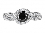 טבעת אירוסין בעיצוב טוויסט- יהלום שחור מרכזי