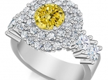 טבעת יהלומים יוקרתית וגדולה יהלום מרכזי - FANCY YELLOW DIAMOND