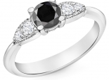 טבעת אירוסין עדינה יהלום שחור מרכזי 1/2 קארט