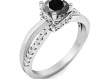 טבעת אירוסין יוקרתית בעיצוב טוויסט יהלום שחור מרכזי