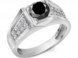 טבעת יהלומים לגבר יהלום שחור מרכזי