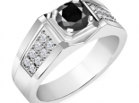 טבעת יהלומים עם יהלום שחור מרכזי לגבר