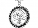 תליון עץ החיים משובץ יהלומים שחורים