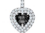 תליון יהלום שחור בעיצוב לב לאישה