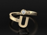 טבעת עדינה לאישה עם אות U