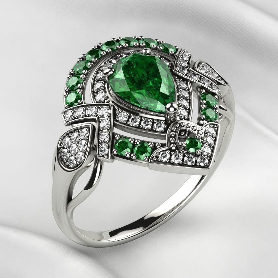 טבעת בעיצוב וינטג' ובשיבוץ יהלומים לאישה