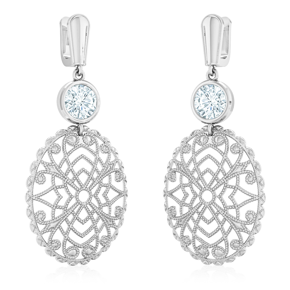 עגילי וינטג' משובצים יהלומים