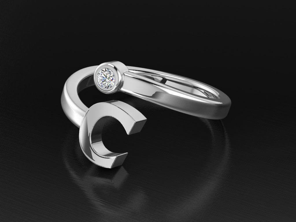 טבעת זהב לבן