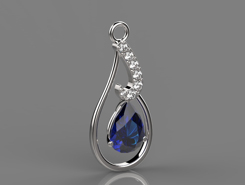 תליון יהלומים אבן חן ספיר 1 קארט בצורת טיפה