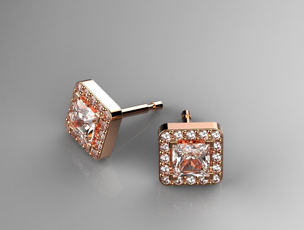 עגילי יהלום צמודים