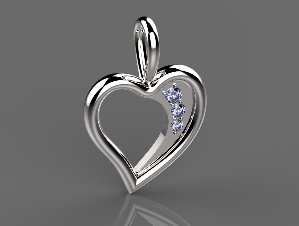 תליון לב יהלומים